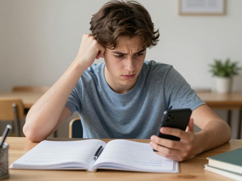 Adolescent care nu poate rezista tentației telefonului