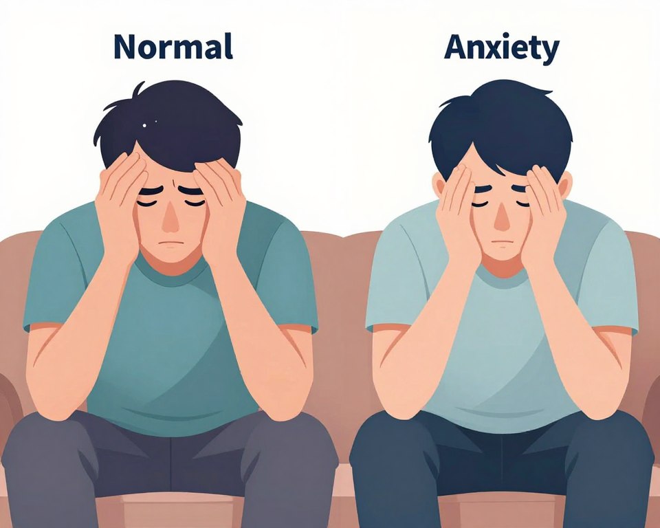 Comparație vizuală între anxietate normală și tulburare de anxietate Comparație vizuală între anxietate normală și tulburare de anxietate