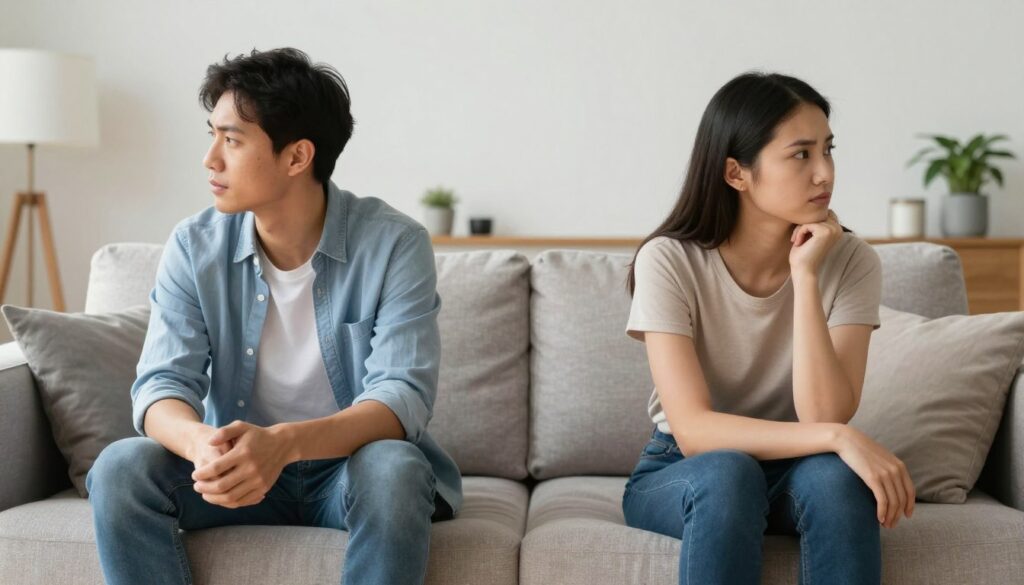 Cuplu avand dificultati de comunicare din cauza stilurilor de atasament diferite