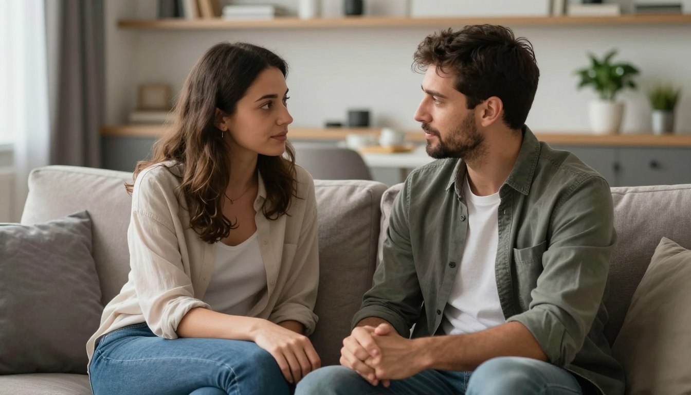 Cuplu discutand despre stilul de atasament in relatia lor