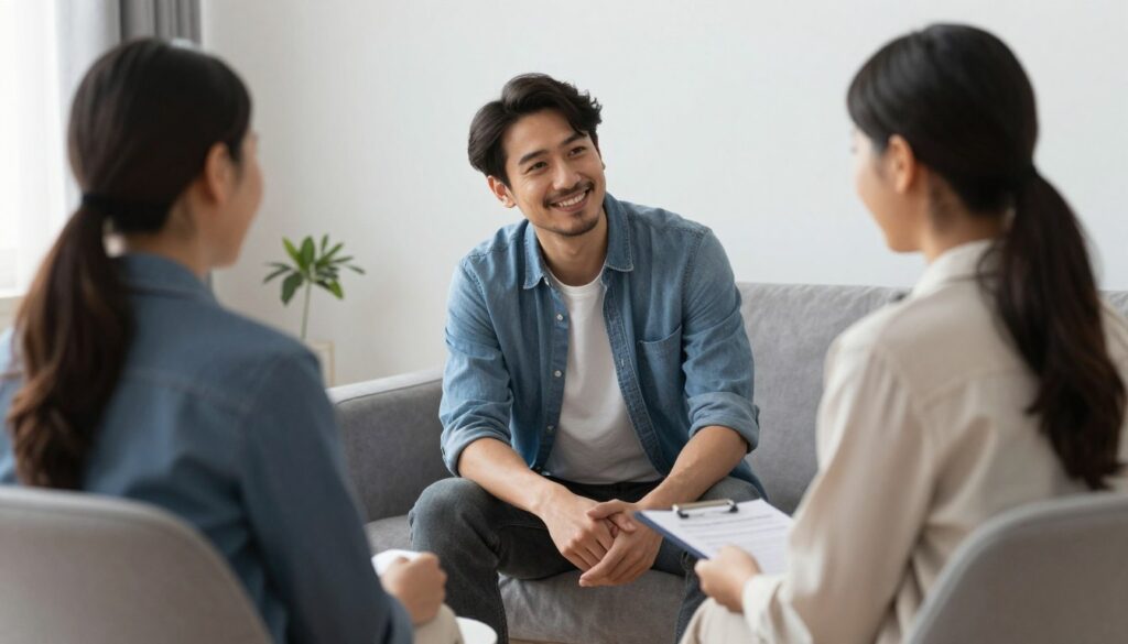 Cuplu la terapie de cuplu lucrând la recuperarea relației