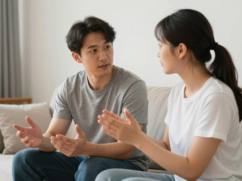 Cuplu practicand exercitii de comunicare pentru imbunatatirea atasamentului