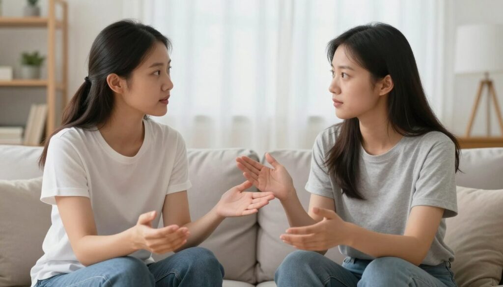 Cuplu rezolvand conflictul intr-un mod sanatos prin comunicare