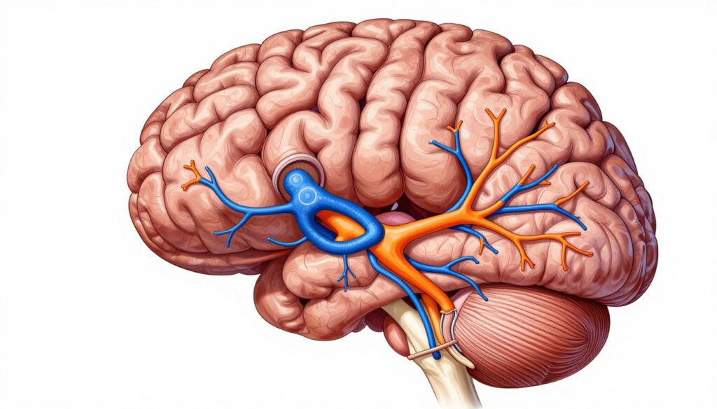 Ilustrare științifică a creierului cu zonele de dopamină activate