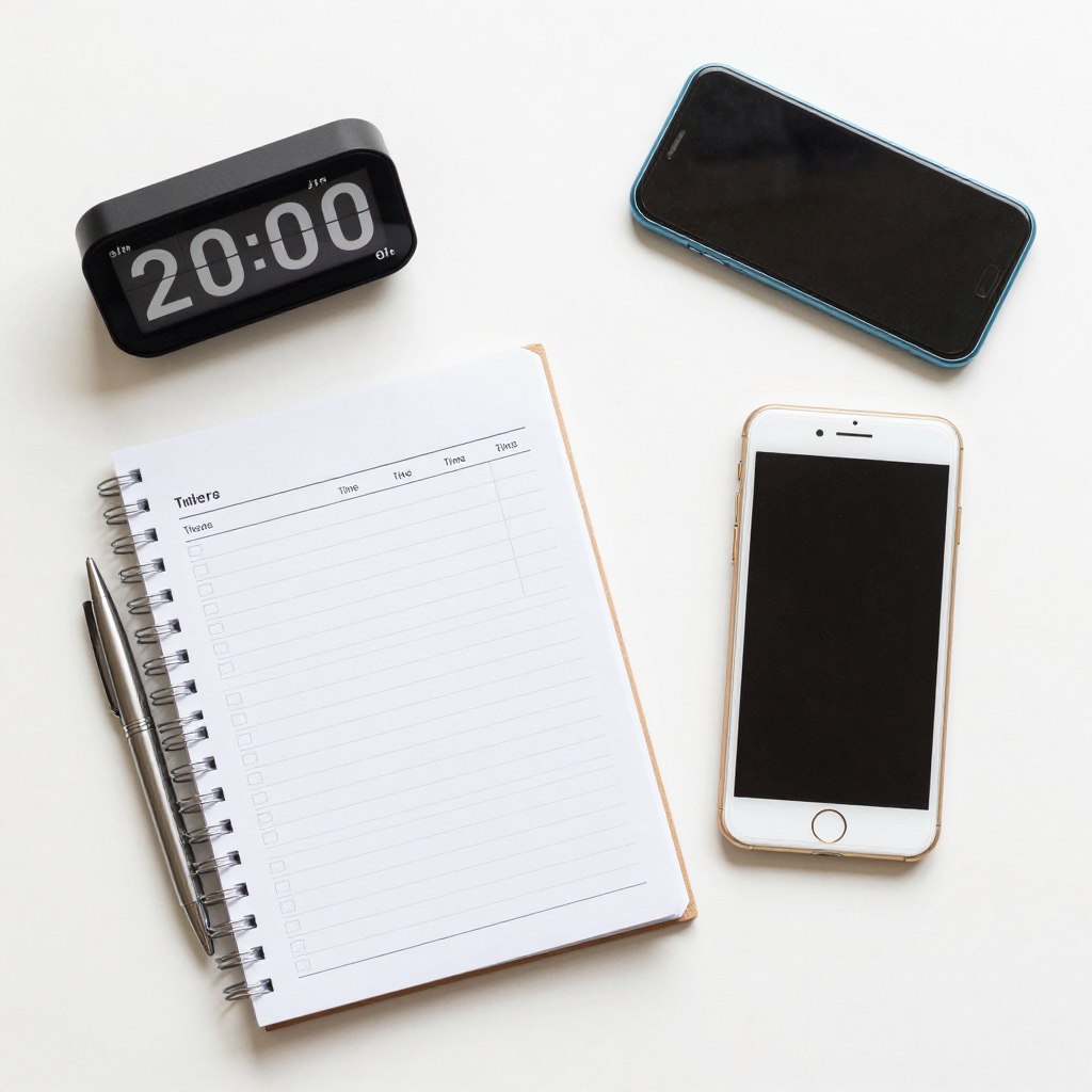 Jurnal și stilou pentru tehnica Pomodoro