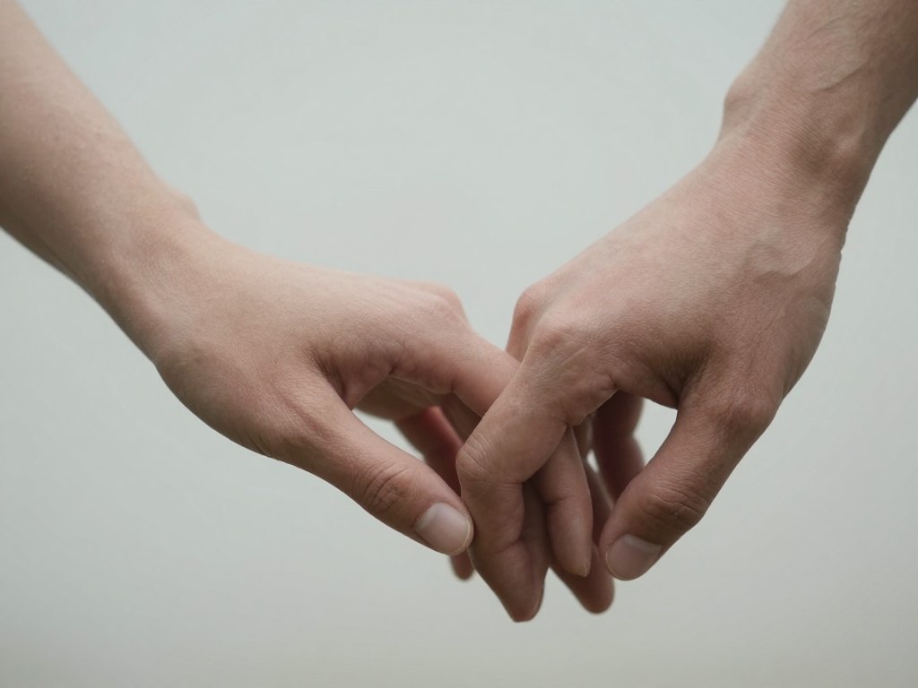 Mâini de cuplu care nu se mai ating simbolizând pierderea intimității fizice