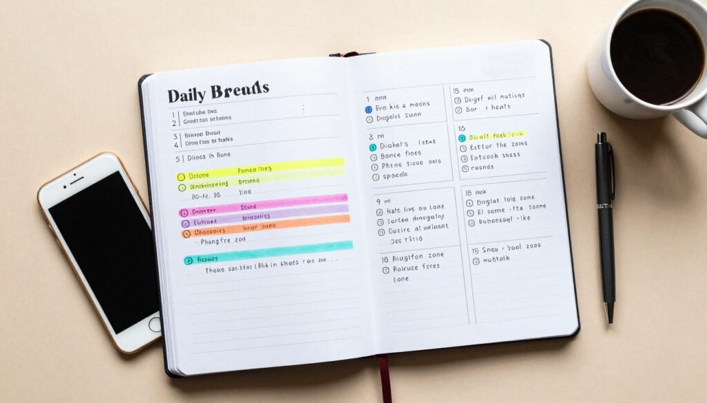Planificator zilnic cu momente desemnate pentru pauze digitale