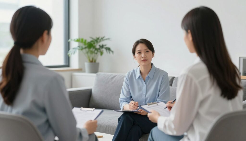 Psiholog oferind consultanta pentru imbunatatirea stilului de atasament