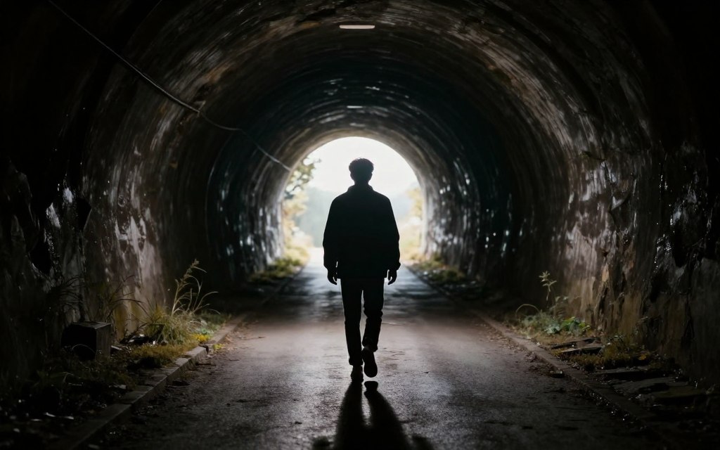 persoană privind spre lumină la capătul tunelului speranță persoană privind spre lumină la capătul tunelului speranță