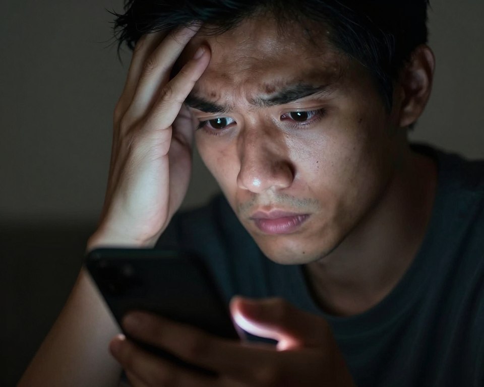 persoană privind telefon cu anxietate așteptând mesaj persoană privind telefon cu anxietate așteptând mesaj