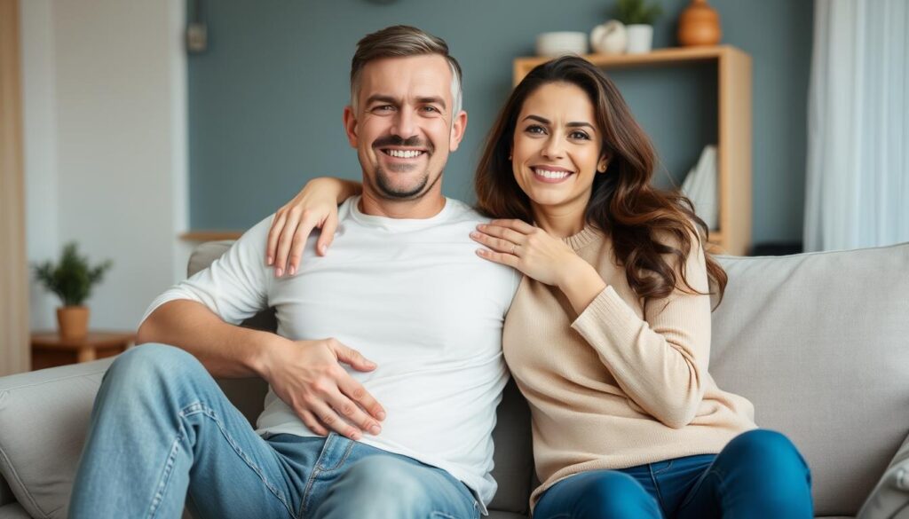 Cuplu fericit cu atașament sigur și încredere