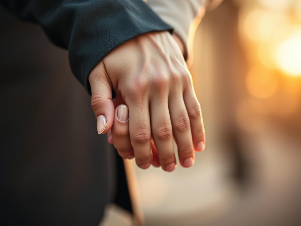 Cuplu ținându-se de mâini aproape ilustrând intimitatea emoțională