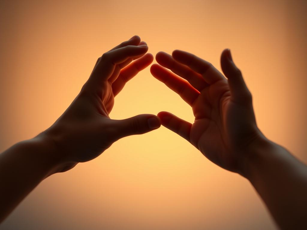 Mâini întinse una către cealaltă, pe punctul de a se atinge, reprezentând încercarea de reconectare după trădare