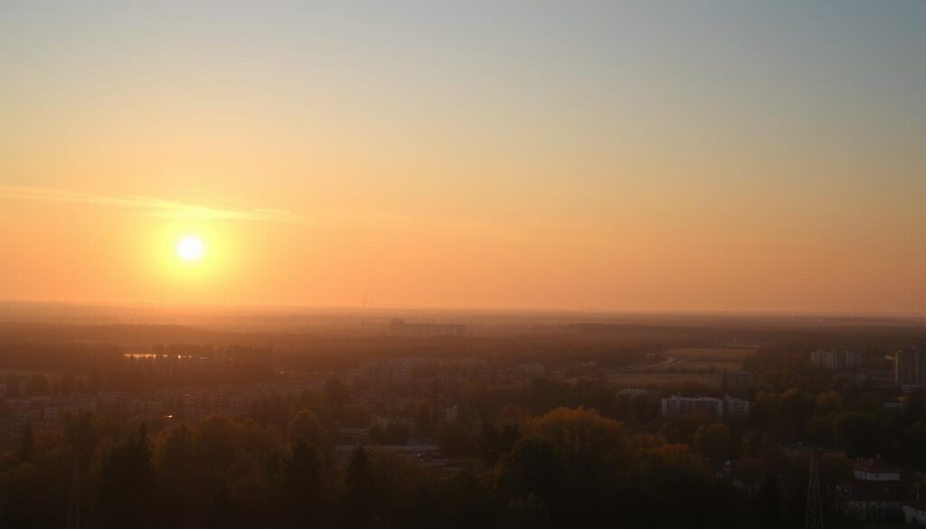 Peisaj de dimineață cu lumină nouă, simbolizând un nou început și vindecare după perioada dificilă