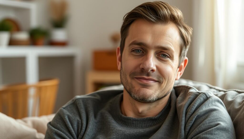 Persoană liniștită și fericită după depășirea anxietății