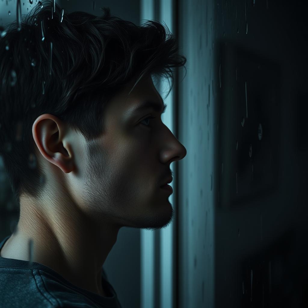 Persoană privind spre fereastră, expresie reflexivă și tristă, gândindu-se la încrederea pierdută în relație după trădare