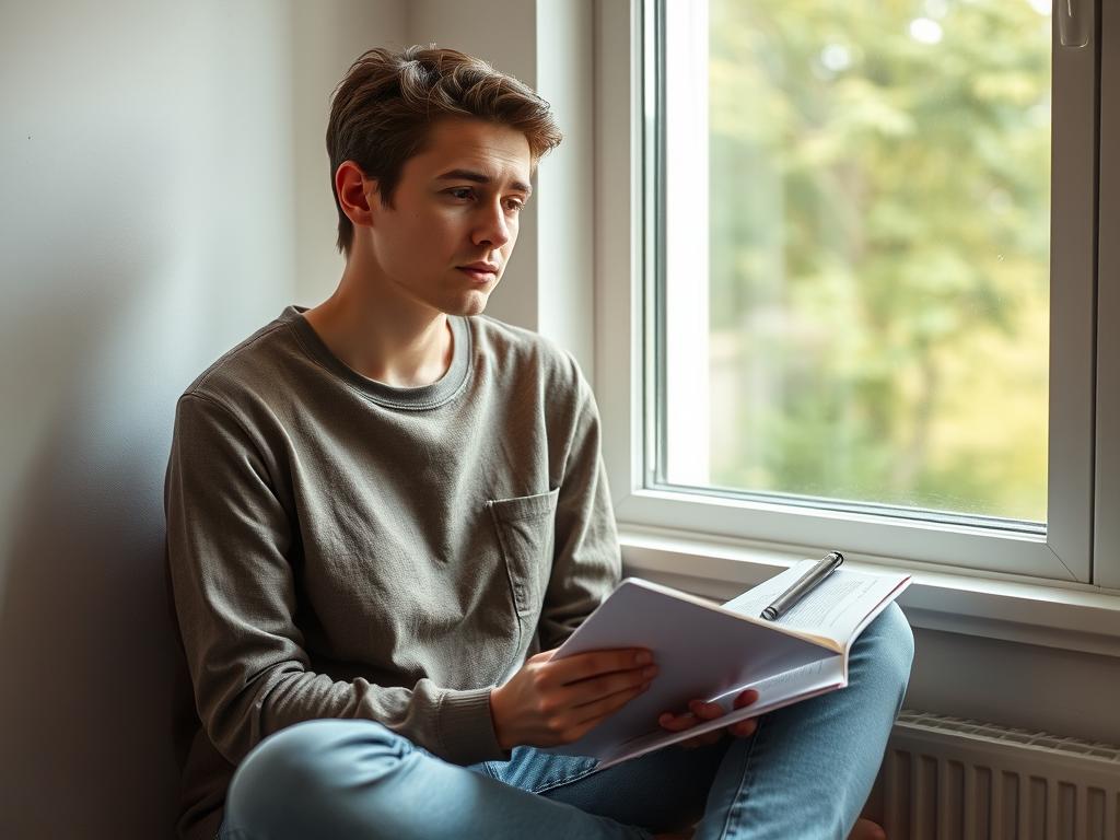 Persoană reflectând asupra propriilor pattern-uri de atasament