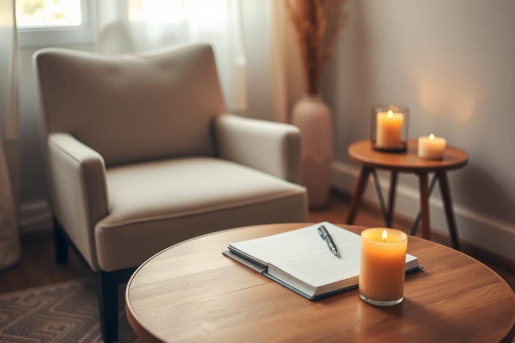 Spațiu liniștit pregătit pentru exercițiu de auto-reflecție