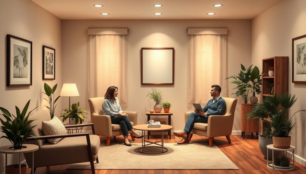 cabinet de psihoterapie pentru cupluri amenajat calm