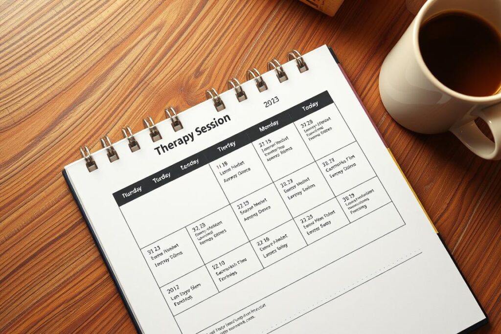 calendar cu ședințe de terapie marcate