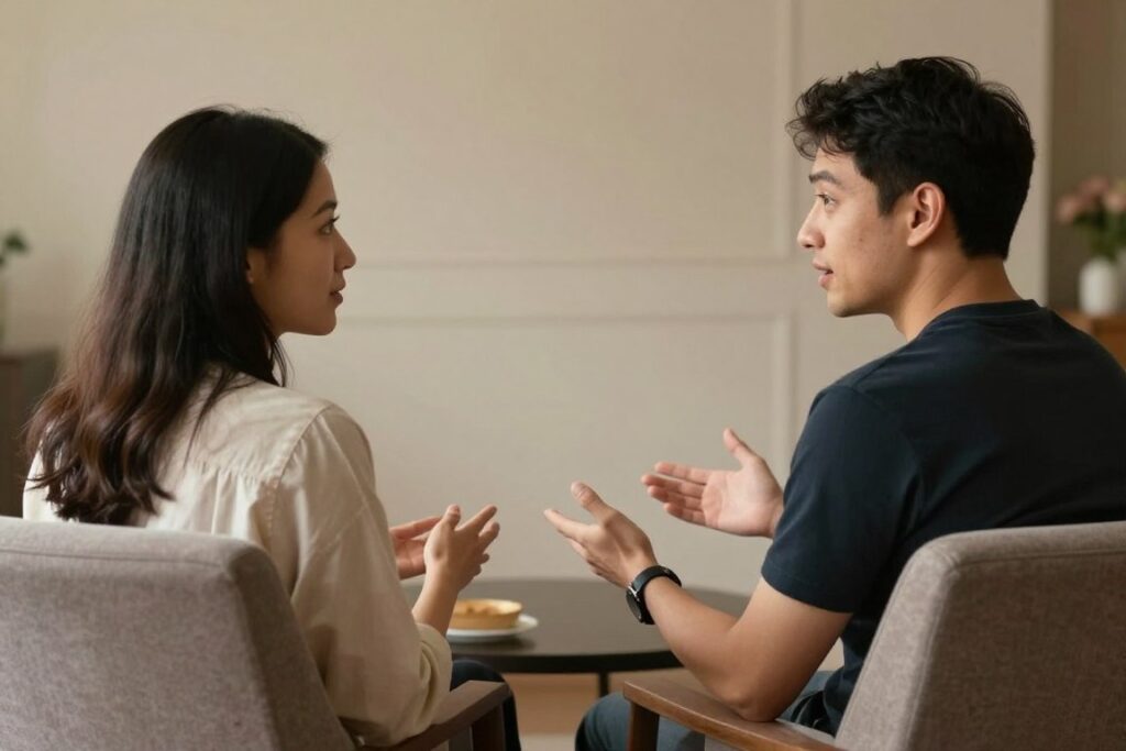 cuplu comunicand autentic