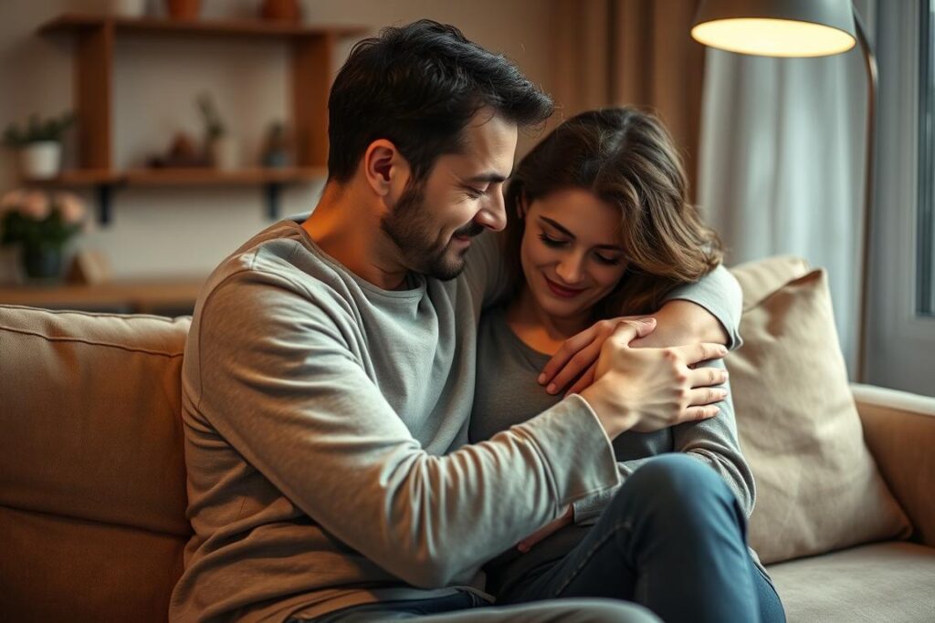 cuplu creând siguranță emoțională prin apropierea fizică