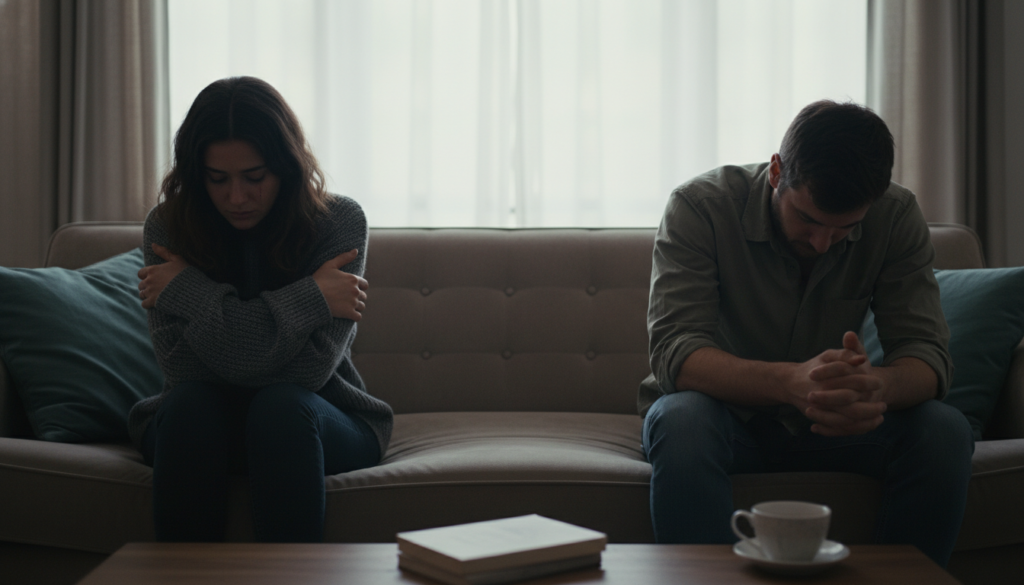 cuplu cu tensiune emoțională din cauza stimei de sine scăzute