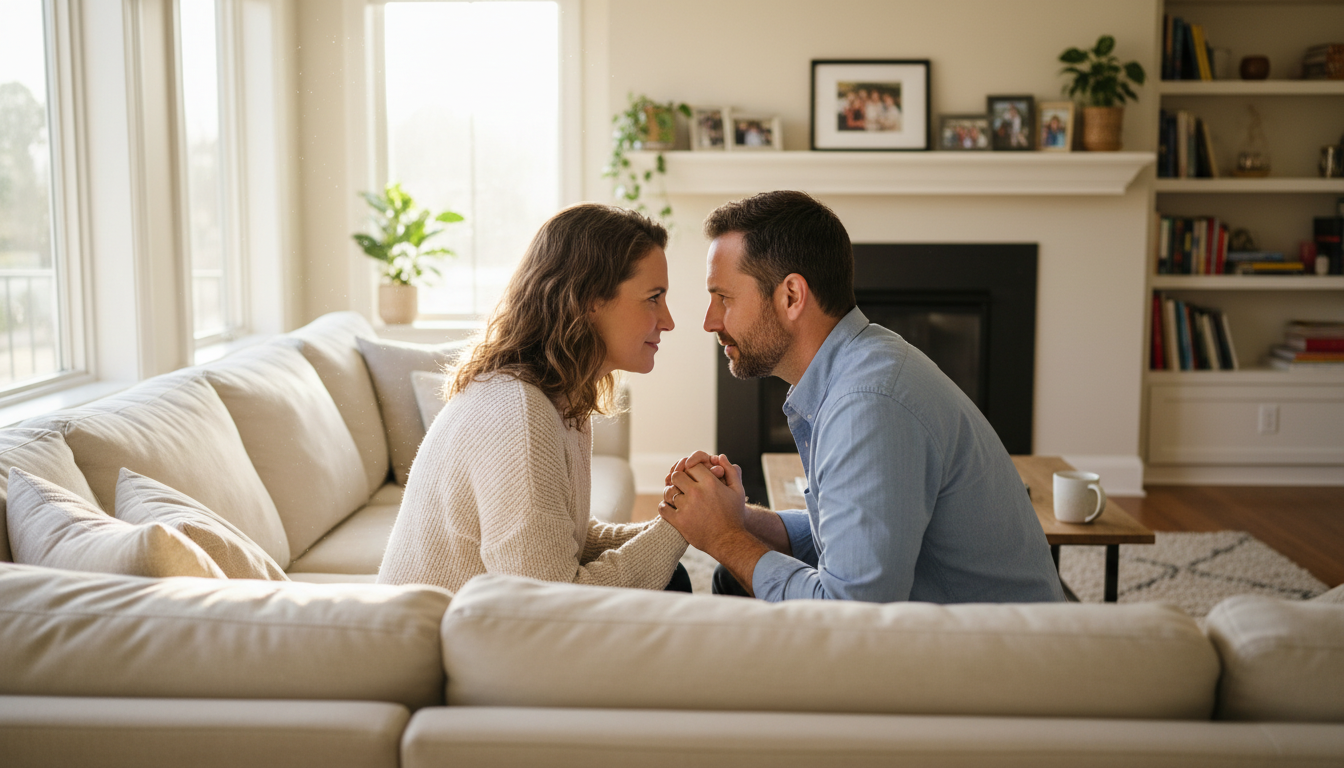 cuplu discutand calm validare emotionala relatie