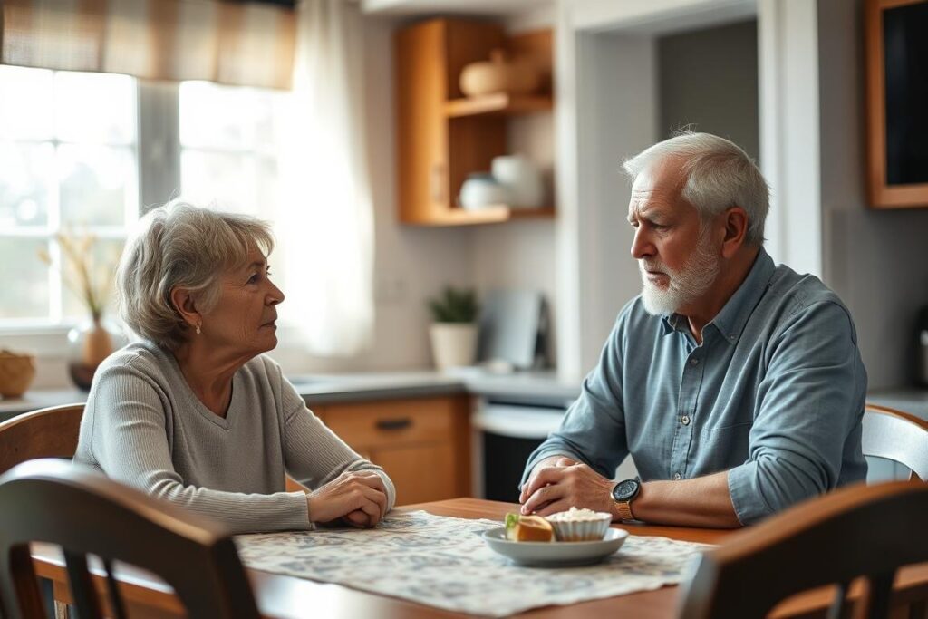 cuplu discutând serios problemele relației
