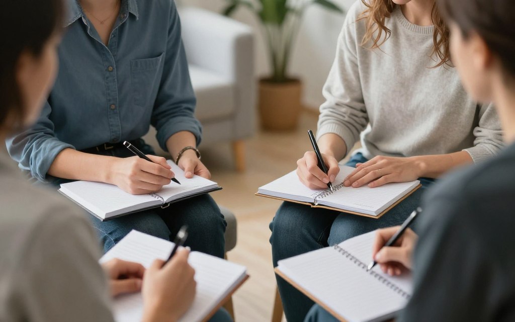 cuplu pregătindu-se pentru discuție structurată cu notițe