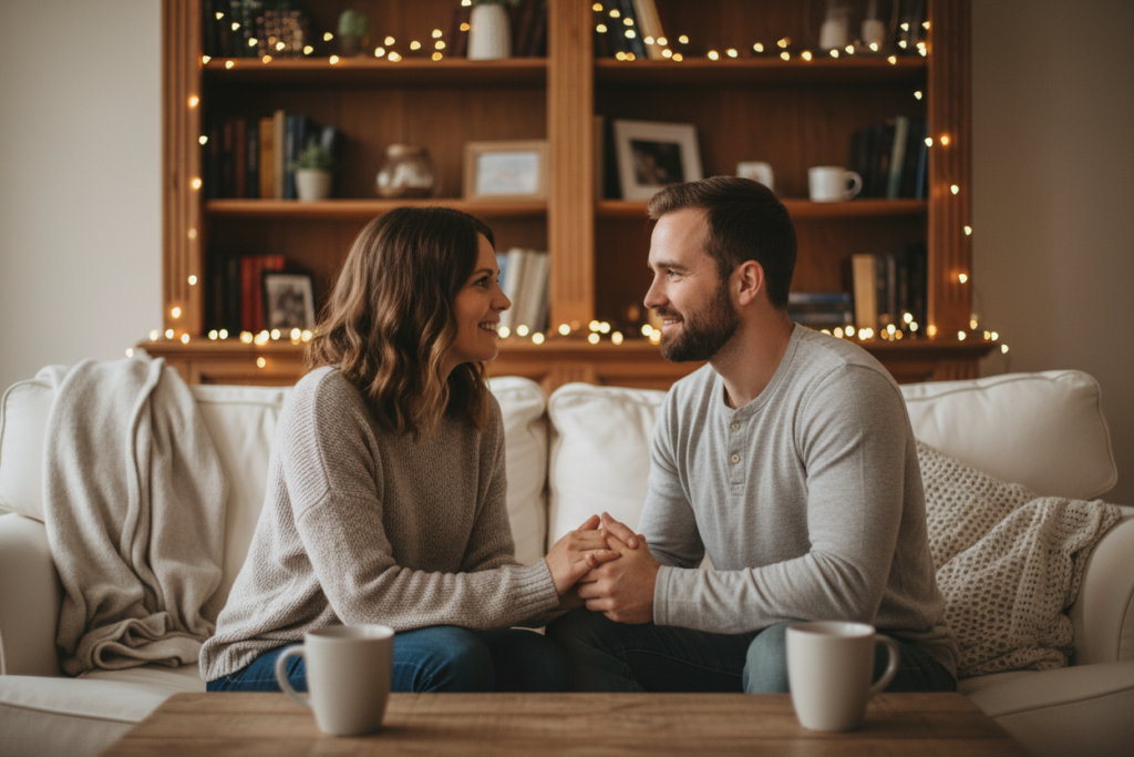 cuplu reconectându-se după îmbunătățirea stimei de sine