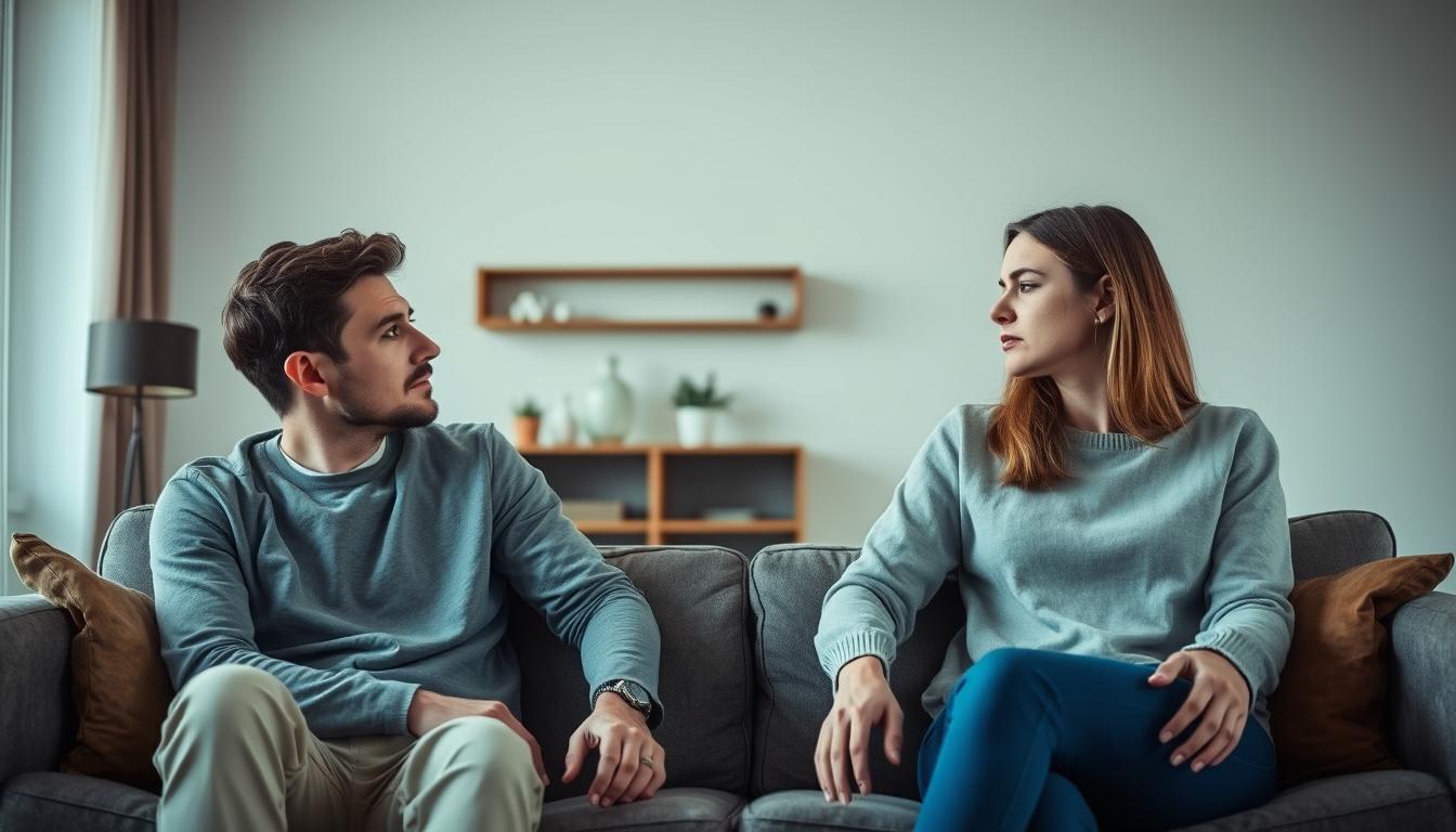 cuplu trist discutând problemele relației