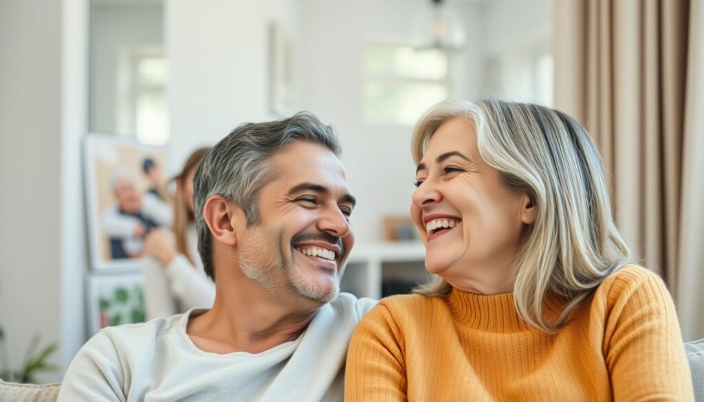 cuplu zâmbind fericit după terapie de succes