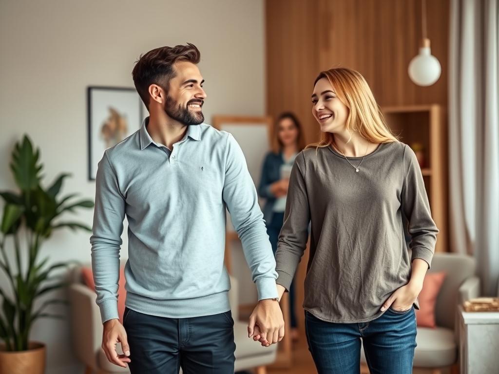 cuplu zambind si tinandu-se de maini in timpul unei sedinte de terapie productive