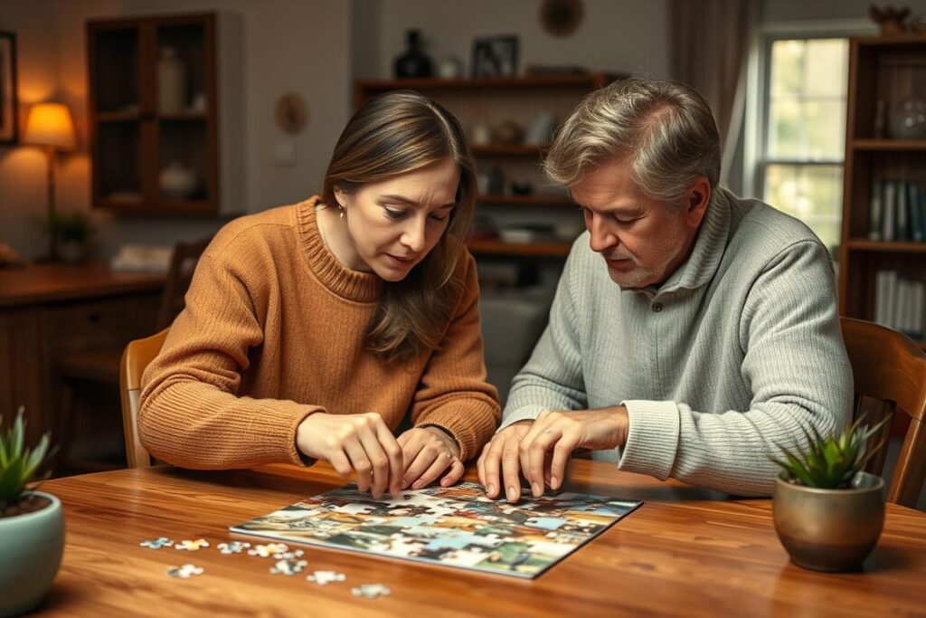 doi parteneri lucrând împreună la rezolvarea unei probleme