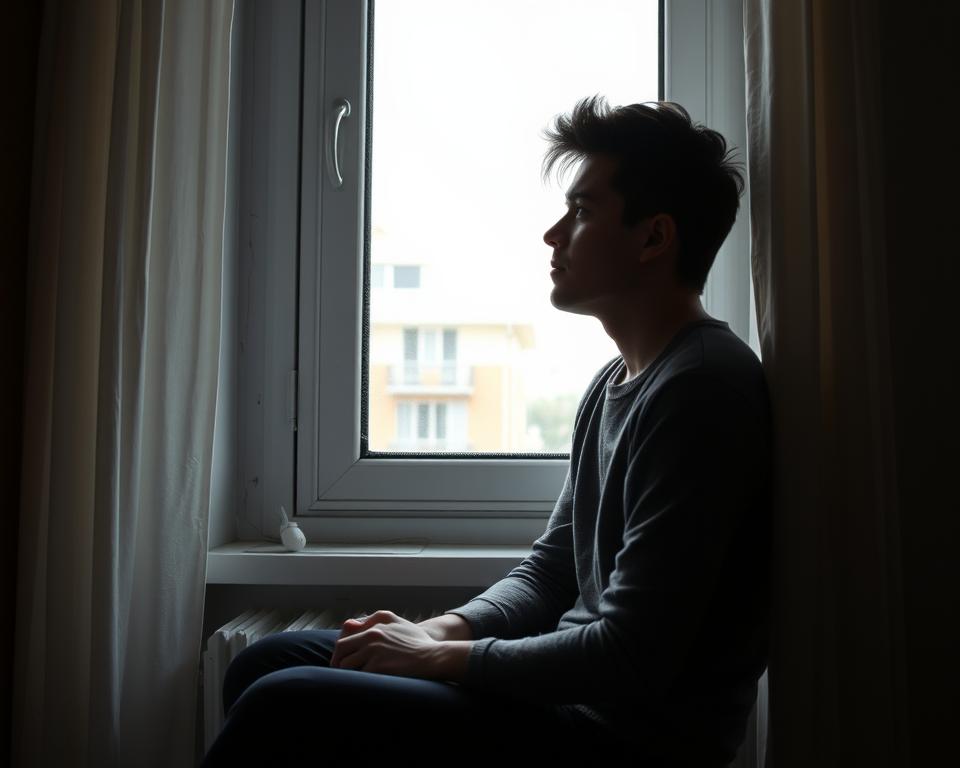 persoana reflectand singura cu expresie ingrijorata despre problemele din cuplu