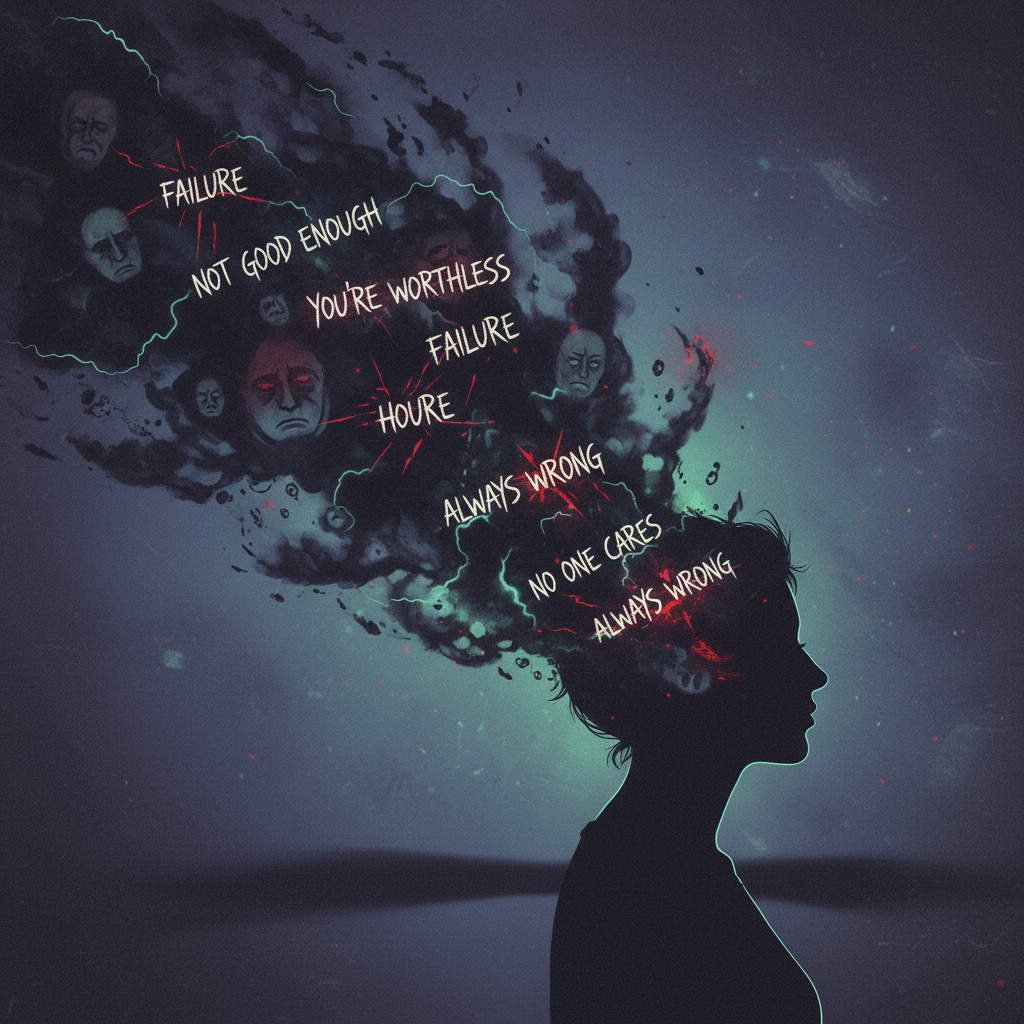 reprezentare metaforică a criticului interior și gândurilor negative