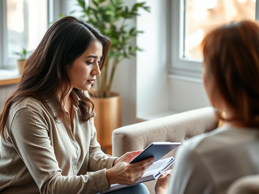 terapeut de cuplu notand intr-un caiet in timpul unei sedinte de terapie
