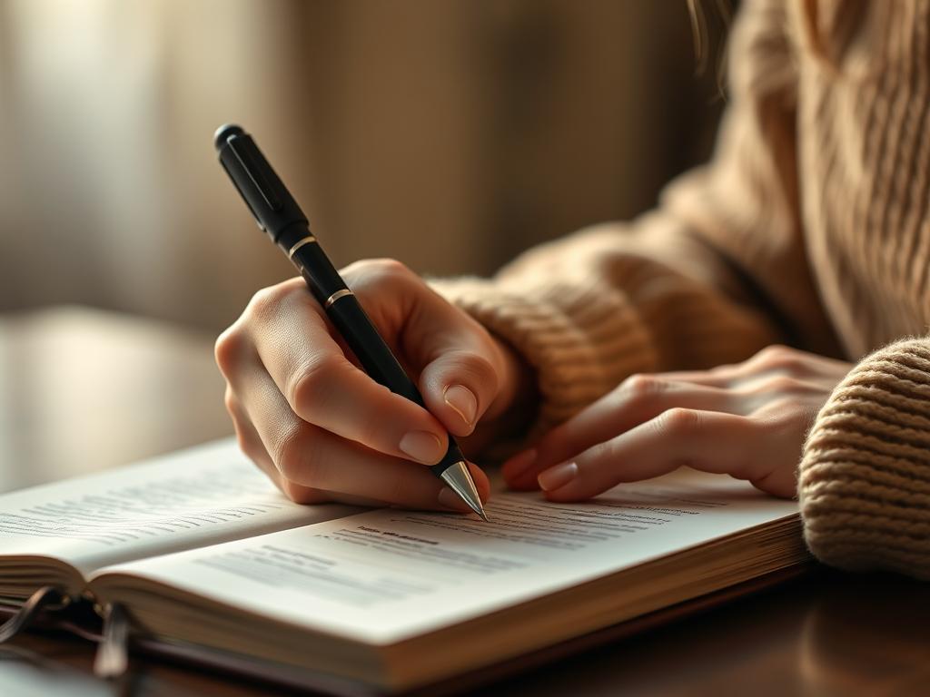 Persoană scriind într-un jurnal pentru a-și numi emoțiile Persoană scriind într-un jurnal pentru a-și numi emoțiile