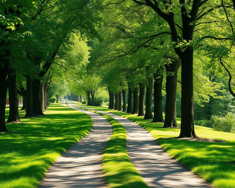 Cale liniștită prin parc reprezentând procesul terapeutic și vindecarea de anxietate