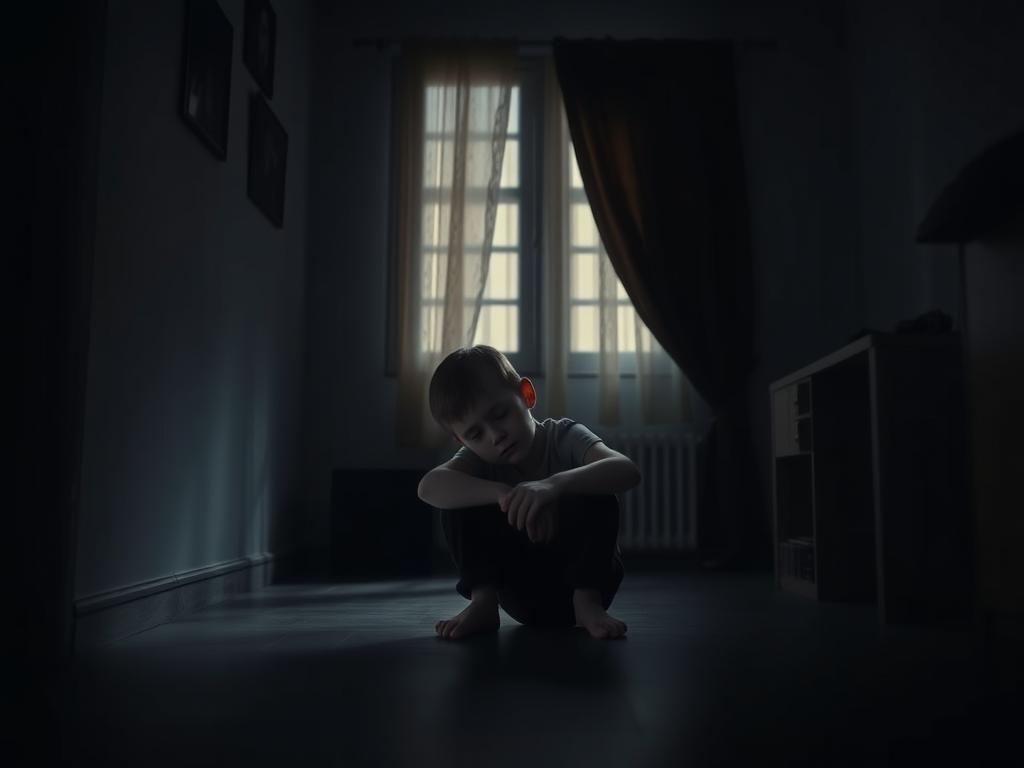 Copil trist, reflectând impactul criticii parentale