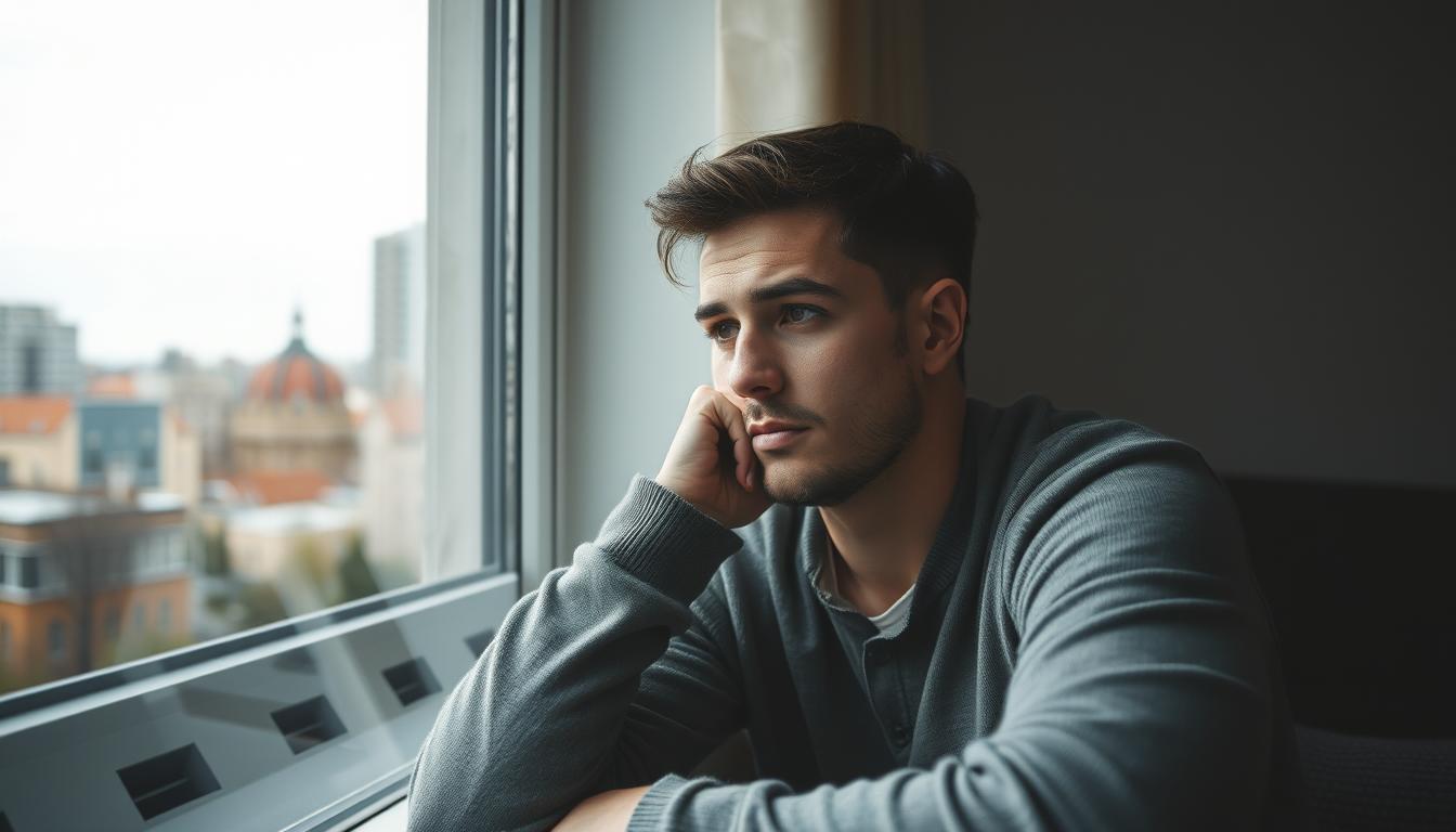 Persoană contemplativă afectată de ruminație psihologică și analiză excesivă