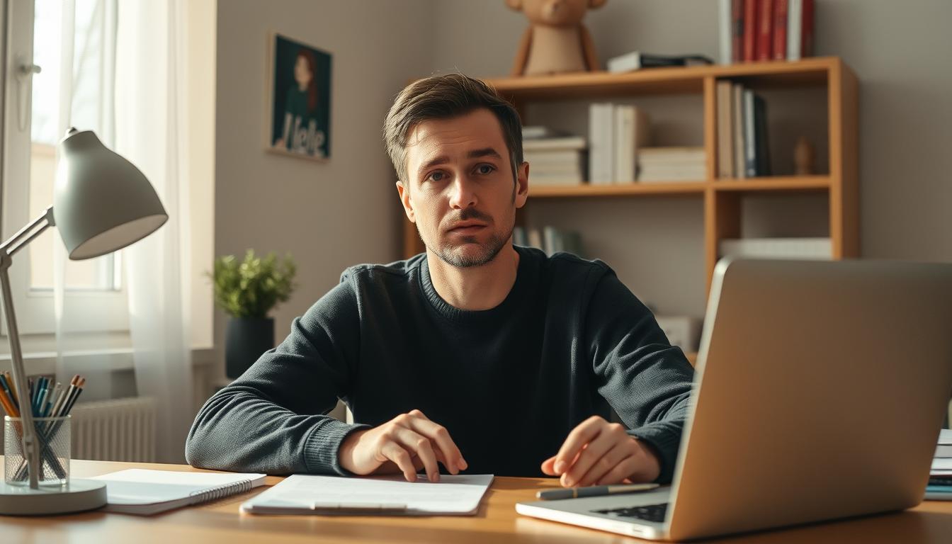 Persoană care reflectează după finalizarea unei sarcini