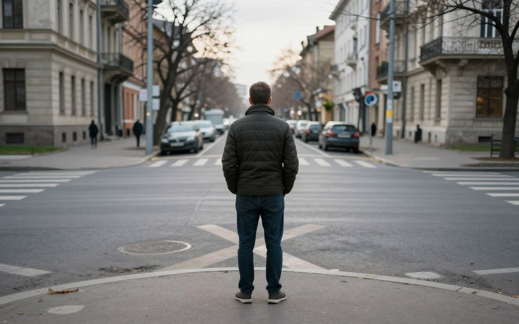 Persoană care se simte blocată între alegeri de viață